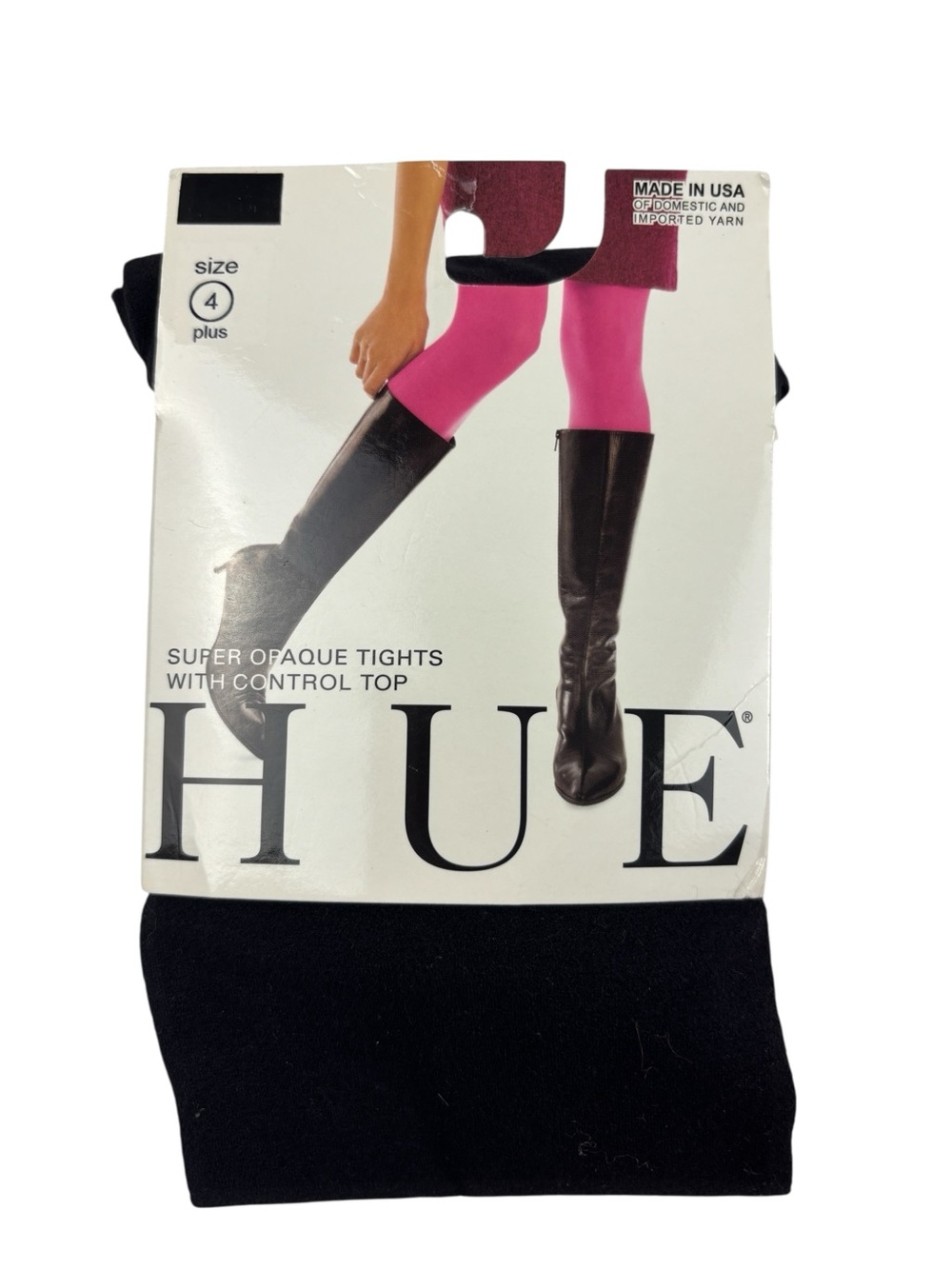 HUE Super Opaque Tights with Control Top in Black Size 4 Plus (205-250lb) NWT